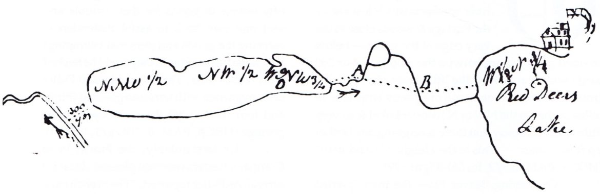 Sketch of Portage La Biche by Peter Fidler, 1800