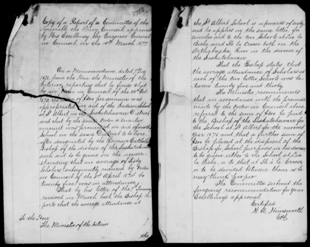1877 Grant to St. Albert, Lac La Biche, and Ile-a-la-Crosse